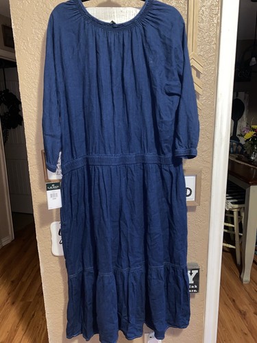 Ralph Lauren Women Navy Linen Blend Dress Size 20W NWT - Picture 2 of 2