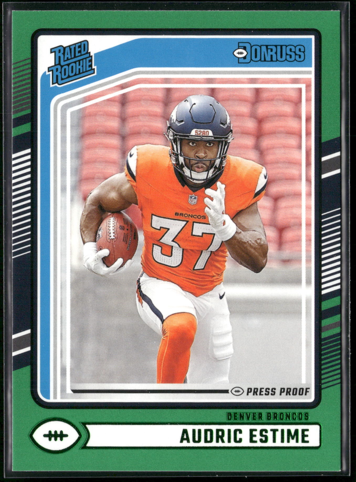 2024 Donruss #335 Audric Estime Green Press Proof Rated Rookie