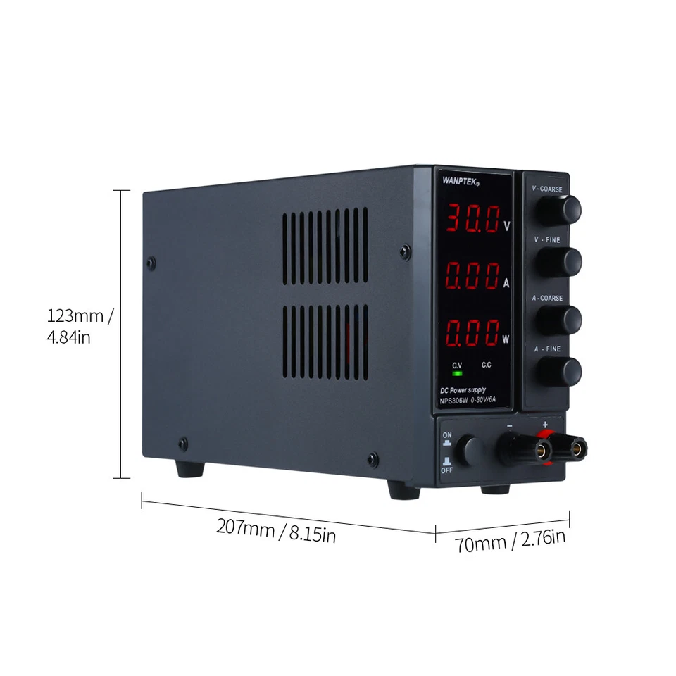 WANPTEK NPS306W 0-30V 0-6A Switching DC Power Supply 3 Digit Display LED 50/60Hz - Image 4 of 4