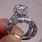 1.8CT Simulated Bridal Ring Set Silver Plated Ethnic Vintage Valentine Gift Ring