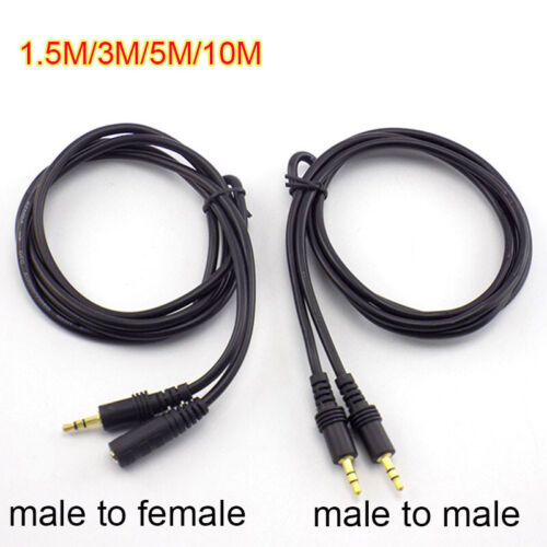 1.5/3/5/10M DC 3.5mm RCA male to male female Stereo Audio Extension Cable Cord - Picture 1 of 15