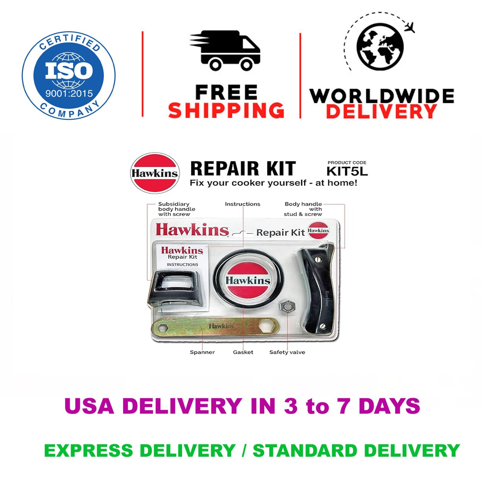 Repair Kit With Cooker Gasket, Safety Valve, Bod