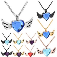 Cremation Jewelry Angel Wing Heart Urn Necklace for Ashes for Women Memorial Urn