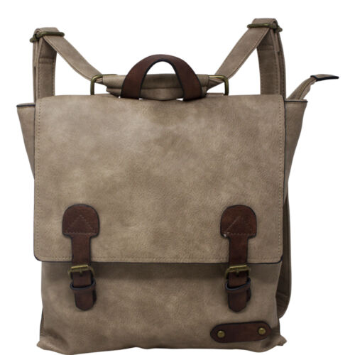 Unisex Faux Leather Backpack Bag Gym School Travel Buckle Lock Shoulder Bag 9006 - Afbeelding 1 van 33
