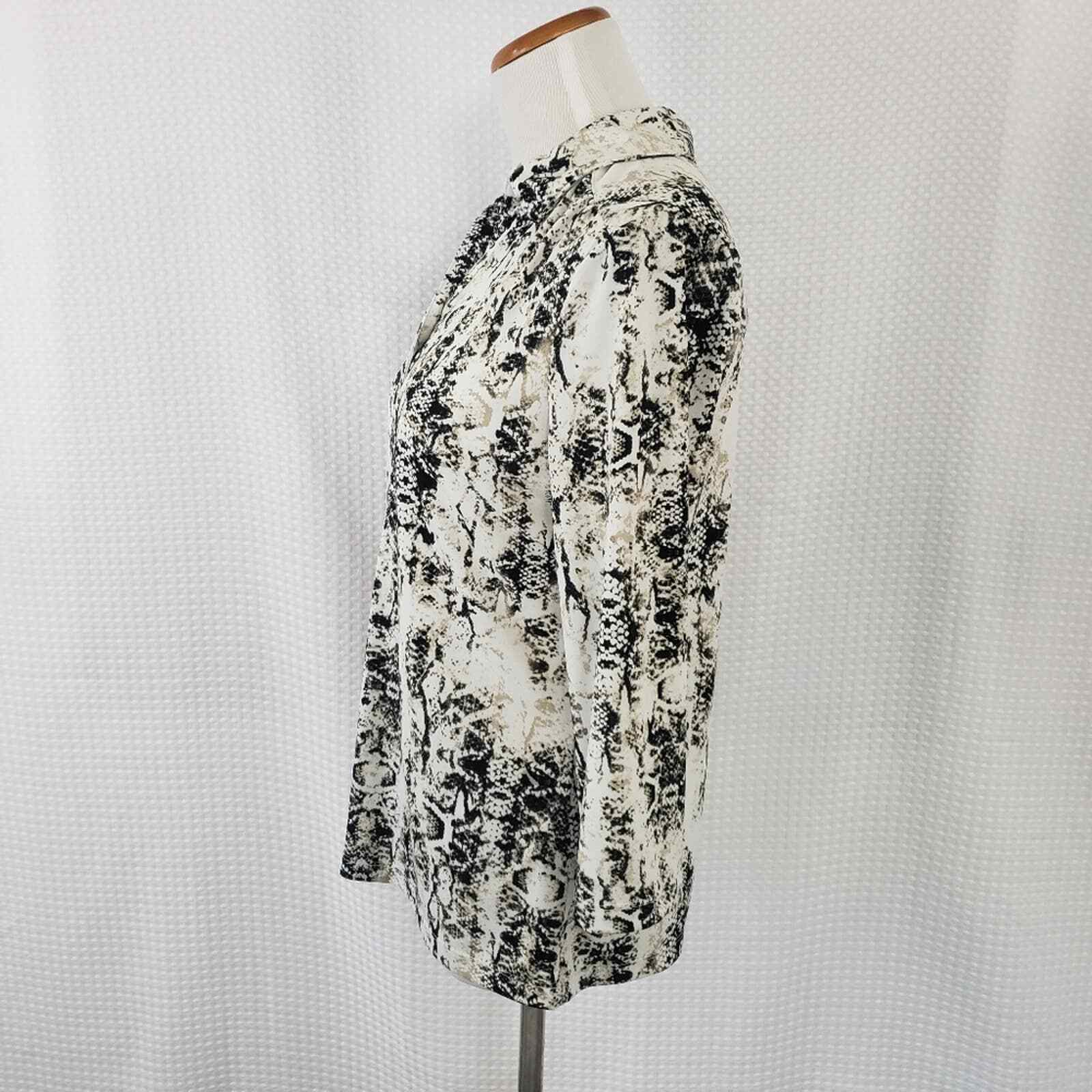 212 Collection White Black Python Print Blouse Sm - image 10