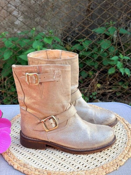 Women Twin-Set Boots Gold Textile 37