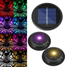2 Pack Waterproof Solar Light Replacement Tops - RGB Color Changing & Warm White