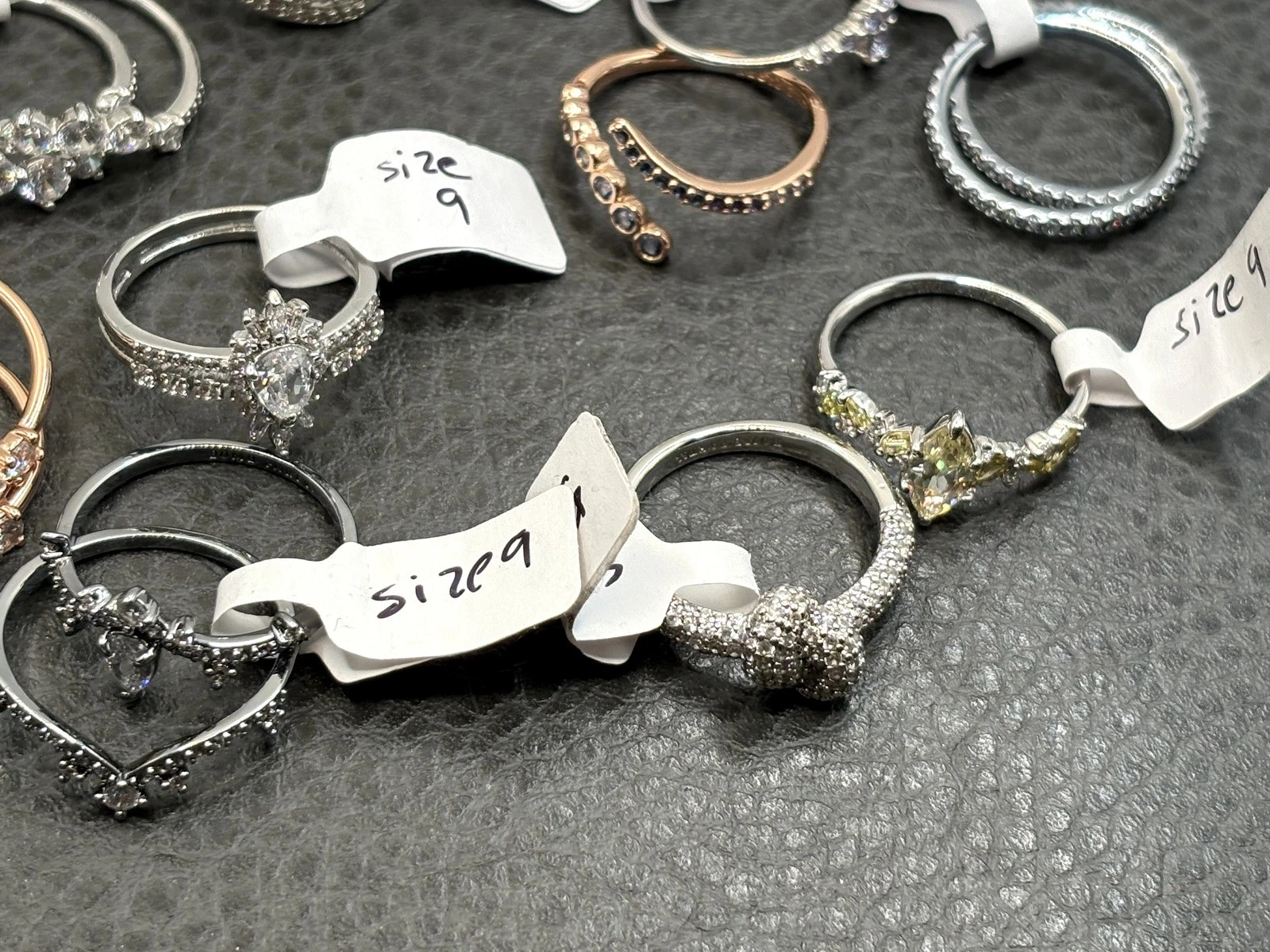 Lot Of Bomb Party Rings Cocktail Statement Crystal Silver / Rose / Gold Tone - product detail image 11