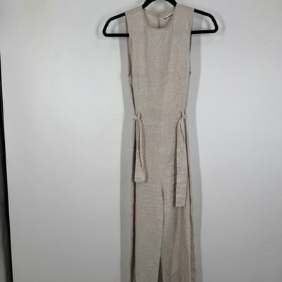Reformation Naomi 100% Linen Jumpsuit Size 2 Oatmeal Beige Natural Sleeveless