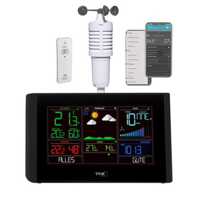 TFA View Breeze WLAN-Wetterstation mit Windmesser, Temp. & Feuchte, Schwarz