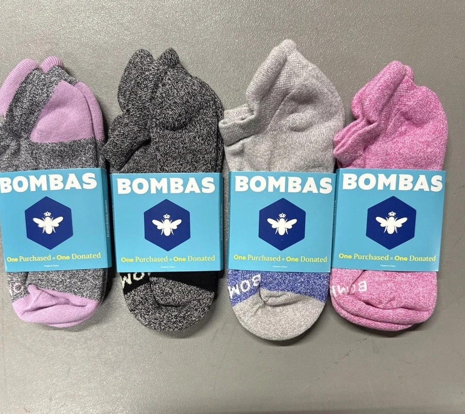 4 Pair Bombas Women's Tri-Block Marl Mixed Colors Ankle Sock Size Medium - Image 2 of 3