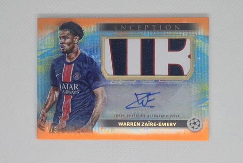 Warren Zaire-Emery /5 2024-25 Topps Inception UEFA Patch Auto Match-Worn PSG