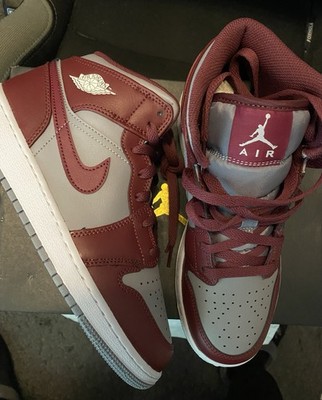 Nike Air Jordan 1 Mid Grey Bordeaux Red 39 Grau Rot