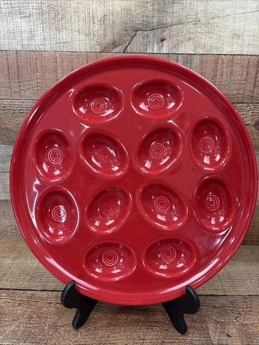 Fiestaware Fiesta Scarlet Red  Deviled Egg Serving Plate Platter 13 Inch HLC