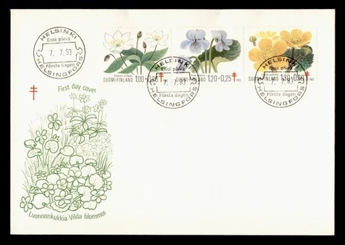 DR WHO 1983 FINLAND FDC TB FLOWER CACHET SEMI POST COMBO M68423