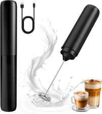 Rechargeable Milk Frother Handheld Coffee Frother Wand Drink Mixer with Cover