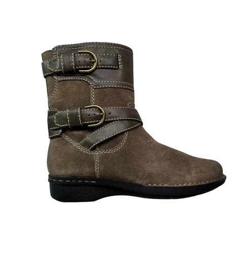 Clarks scarpe donna stivaletti casual scamosciati marroni fischietto ranch misura 6 5M