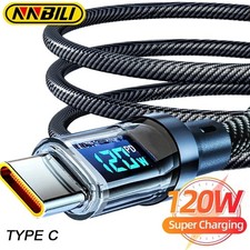 120w Super Fast USB Type-C Charging Braid Phone Charger Lead with Display LOT