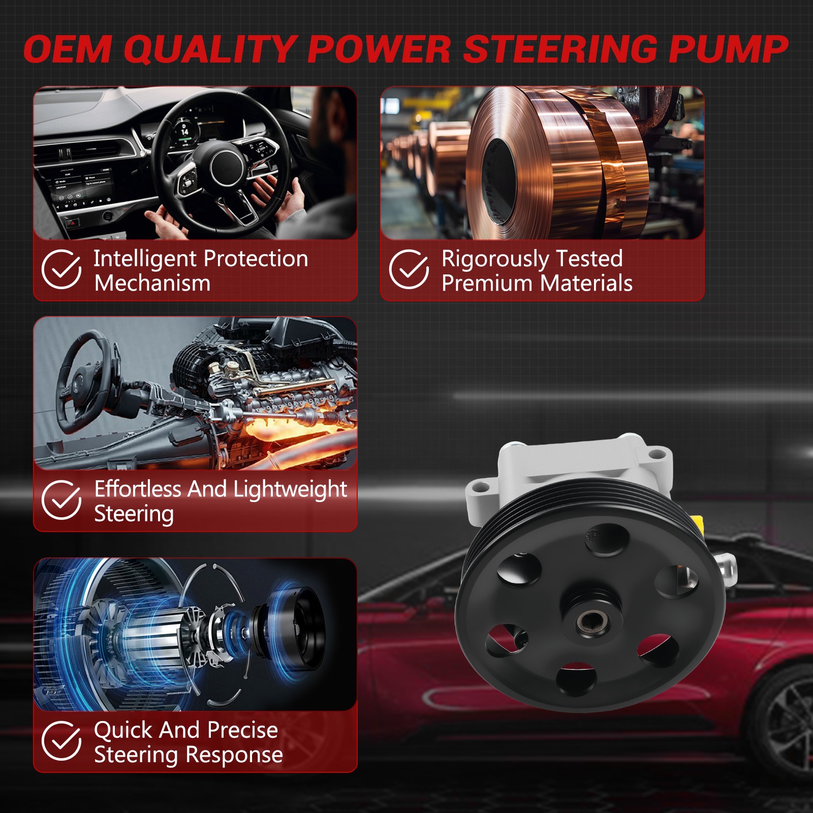 268447 Power Steering Pump For Maserati Ghibli Quattroporte 2014-2017 V6 3.0L