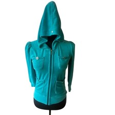 Juicy Couture Velour Zip-Up Hoodie Size S Y2K Early 2000s Iconic Fashion