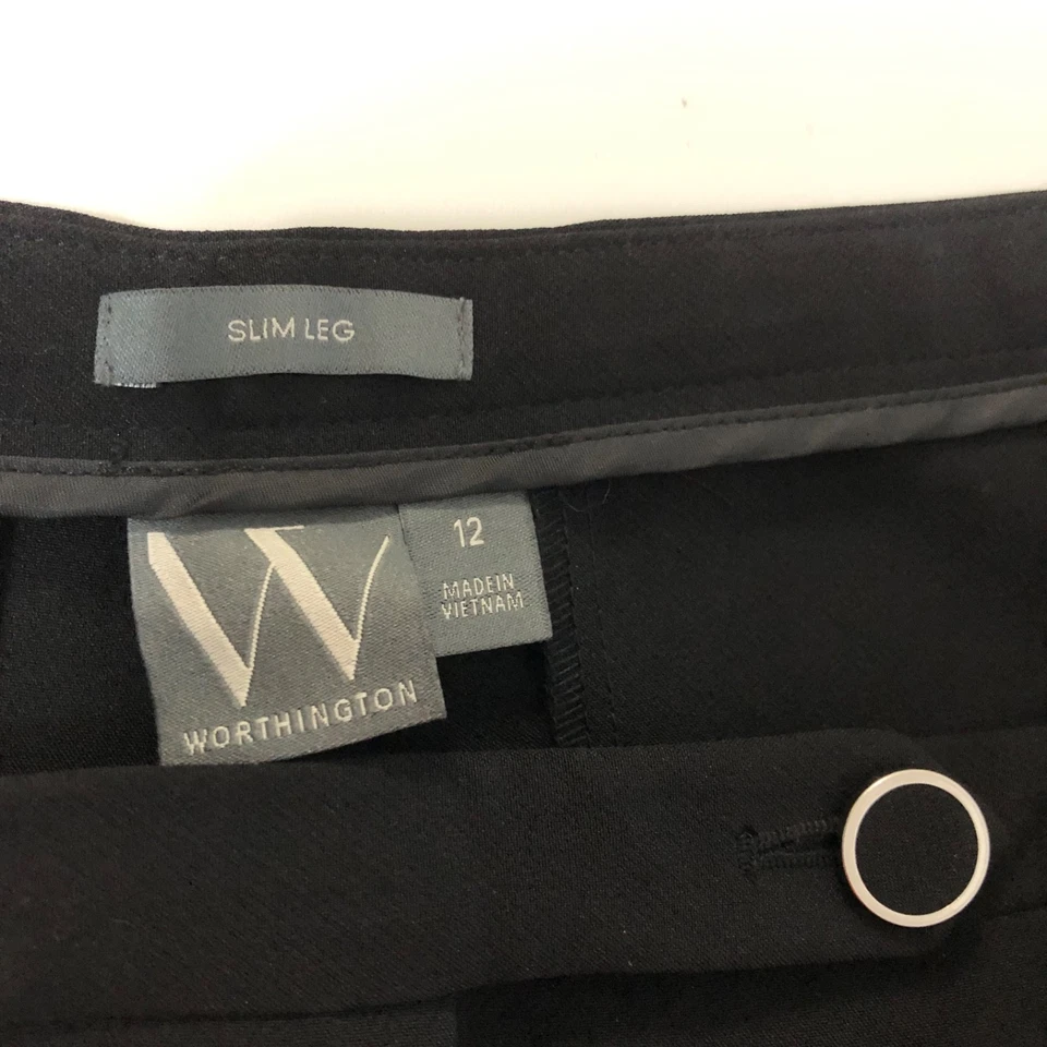 Pantalones de vestir para mujer WORTHINGTON ajustados curvyfit negros talla 12 Foto 3 de 4
