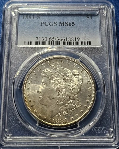 1881 S - Morgan U.S. Silver Dollar $1 - San Francisco - PCGS MS65