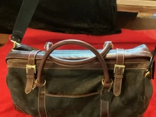 Mila Paoli Doctor’s Pebble Leather Duffle Bag Black & Brown 20 1/2” by 10” by 9”