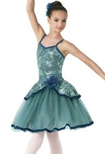 Dance Costume Medium Child Green Weissman 10615 Ballet YAGP Sequin Tutu Floral
