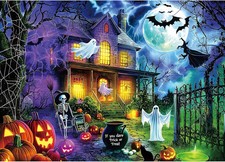 1000 Piece Halloween Haunted House Puzzles for Adults, Trick or Treat Ghost Skel