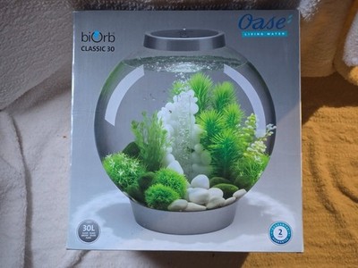 biOrb 30L Aquarium Fish Tank MCR Lighting Classic Silver and Air Pump