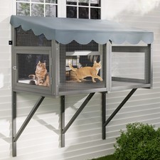 Outdoor Cat Catio, Cat Enclosure Window Perch with Jumping Platform for Pets New