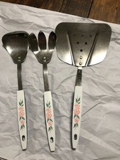 Vintage 3 Piece Peach Blossom Kitchen Utensils Stainless Steel USA