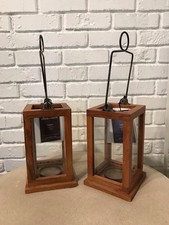 Allen + Roth Wood And Glass And Bronze Handle Tea Light Lantern #0477425