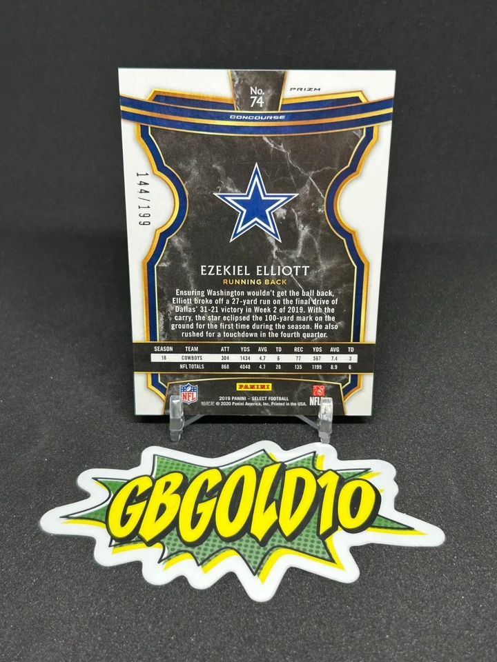 2019 Panini Select - Concourse Ezekiel Elliott #74 Tri-Color Prizm /199 - Image 2 of 2