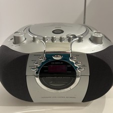 Durabrand Portable CD Player AM/FM Radio Cassette Record CD-203 Silver Boom Box