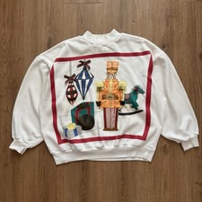 Vintage 80s American Weekend Ugly Christmas Sweatshirt Nutcracker Womens L