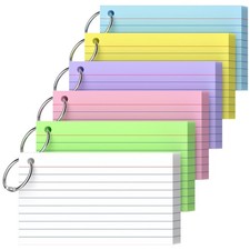 Index Cards 3x5 Inch With Ring, 300 Count, Ruled Colored Index Card, 180GSM F...