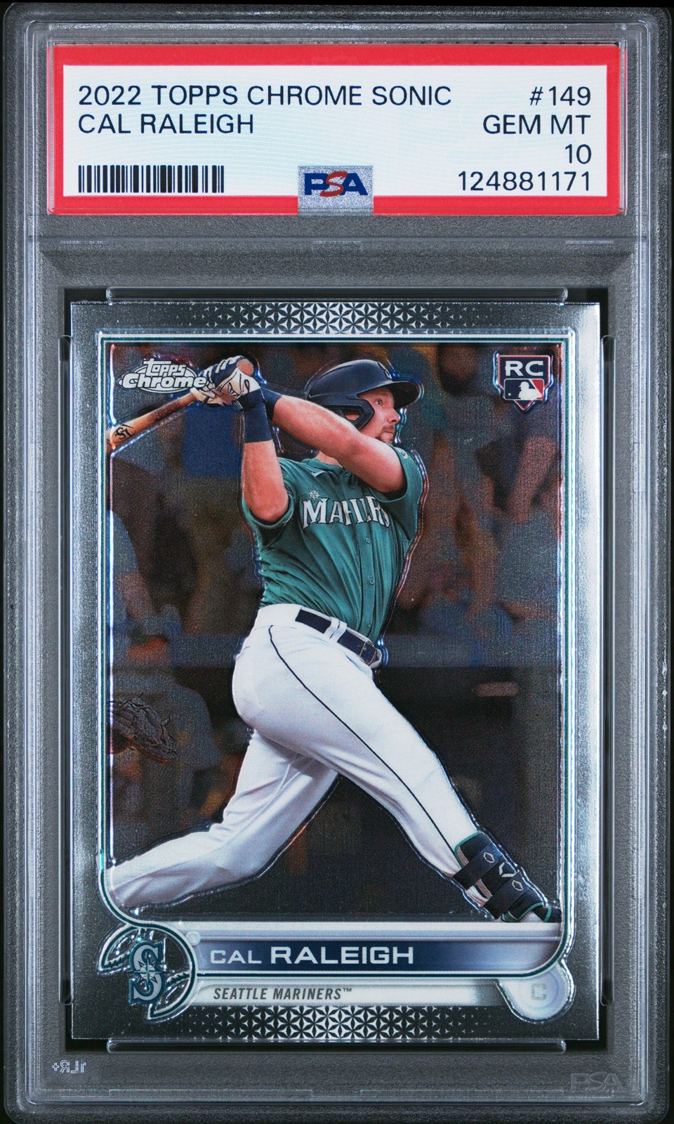 2022 TOPPS CHROME SONIC #149 CAL RALEIGH ROOKIE RC PSA 10