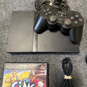 Sony PlayStation 2 Slim Black Console Bundle Controller Cords 1 Game Tested
