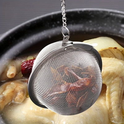 1pc 304 Stainless Steel Tea Infuser Ball Soup Spice Filter Chain Hook - NEW