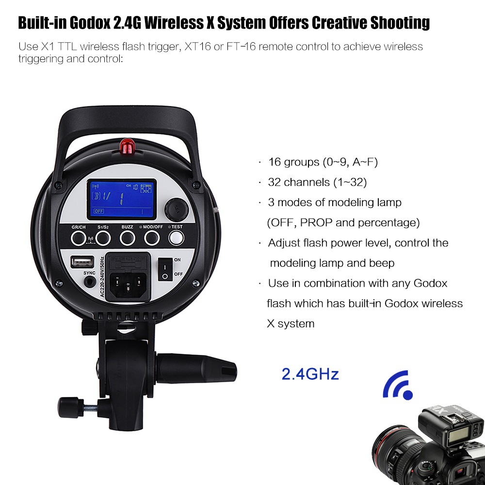 Compact Godox SK400II Studio Flash Strobe Light For Product