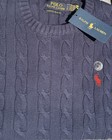 Navy Polo Ralph Lauren Cable Knit Sweater with Red Pony