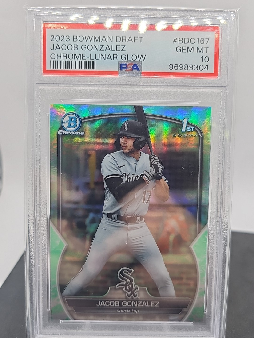 2023 Bowman Draft Chrome Lunar Glow Refractor #BDC-167 Jacob Gonzalez Psa 10