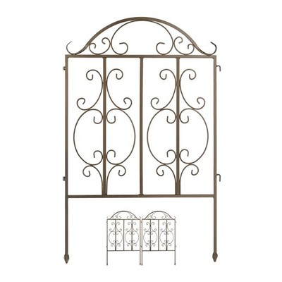 Gartenzaun Zierzaun Steckzaun Dekozaun stabil 3-teilig Metallzaun Gartenzaun Set