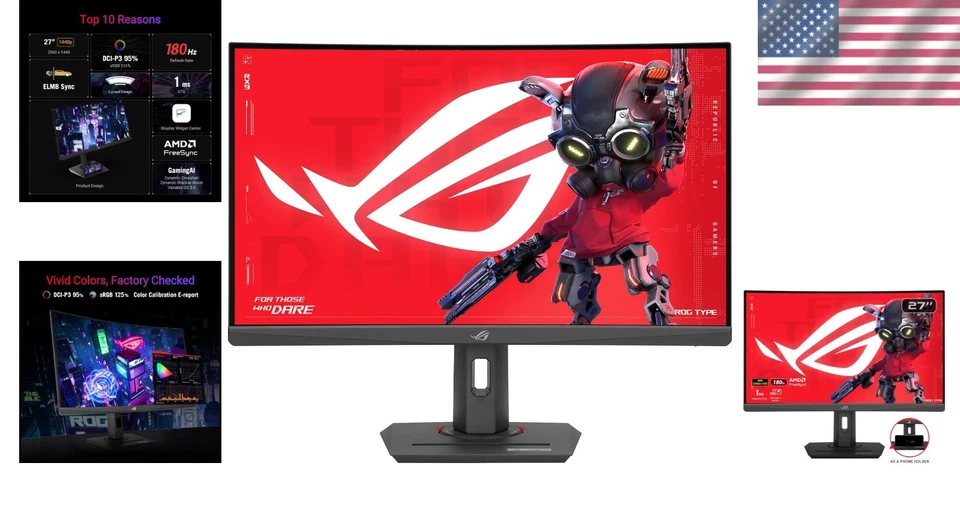 ROG Strix 27” 1440P Curved Display - ELMB Sync, FreeSync - Image 2 of 4