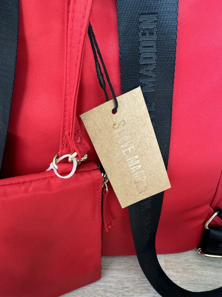 Mochila Steve Madden Nylon Dr126125 Nueva con Etiquetas, Roja, Mochila y Bolsa Foto 3 de 4
