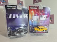 Greenlight Hollywood 1968 Dodge Charger RT John Wick  1974 Checker Taxi 2 Cars