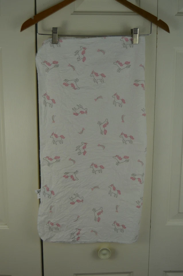 Rene Rofe Unicorns Baby Receiving Blanket Pink White Gray Flannel Hearts Lovey — 第 2/4 张图片