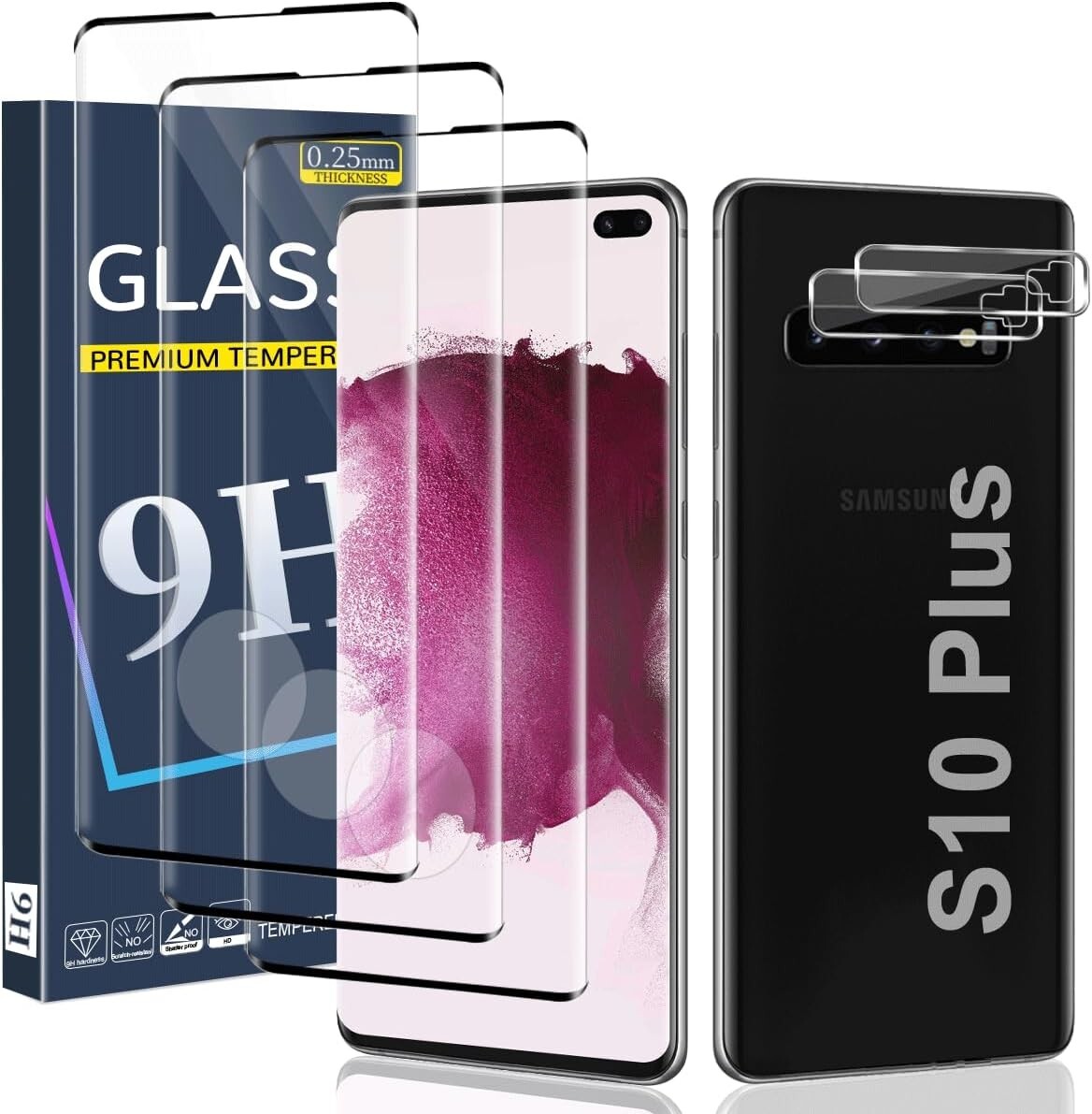 5 in1,for Samsung Galaxy S10 Plus Protective Film,Tempered Glass for Camera Lens