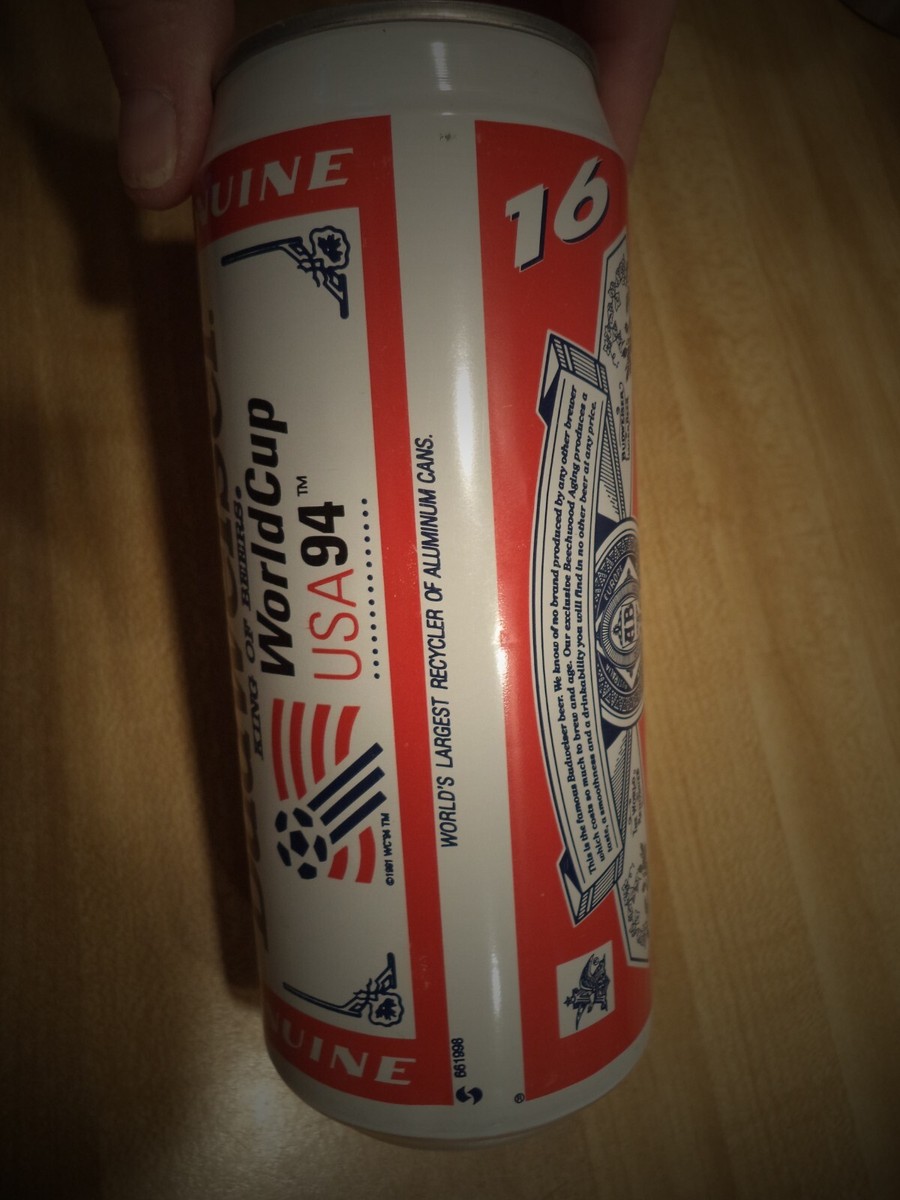 BUDWEISER BEER CAN 16 OZ ALUMINUM WORLD CUP USA 94 ST LOUIS